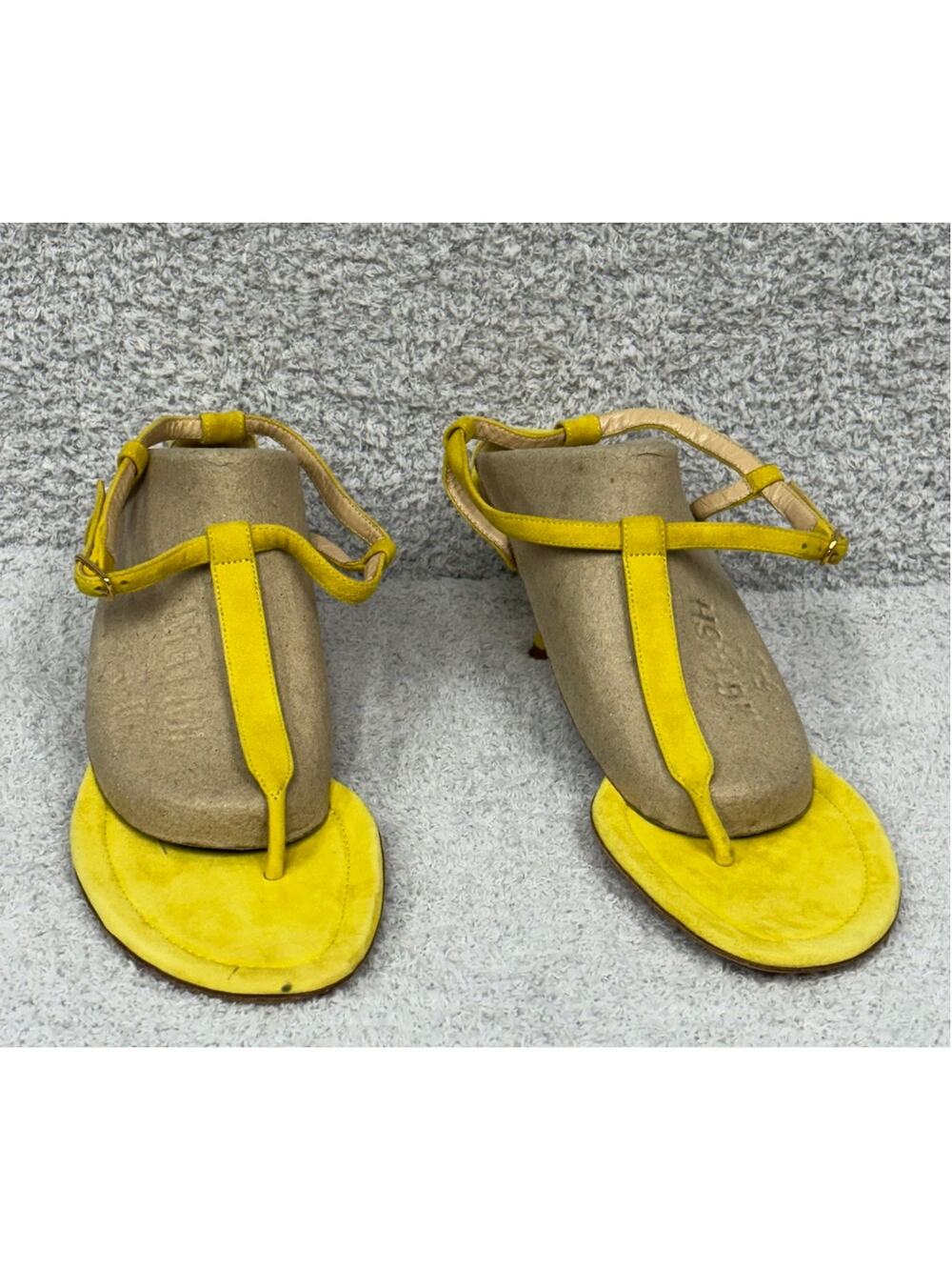 Manolo Blahnik Yellow Suede Leather Sandals Size 10 #73981